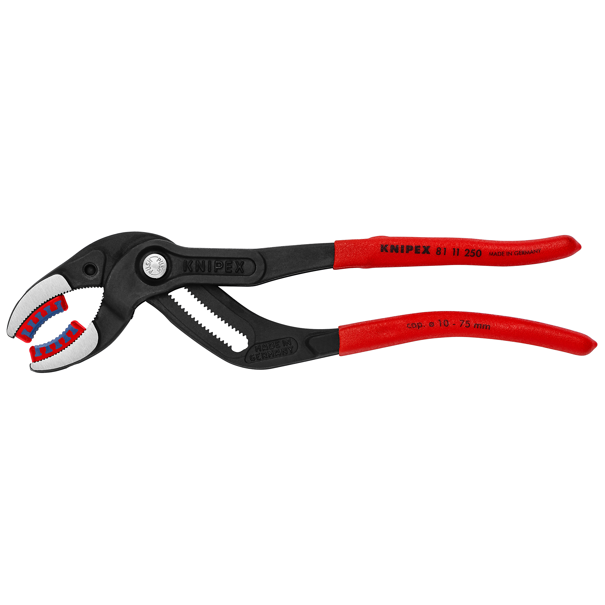 KNIPEX Pipe Gripping Pliers - 10in., Replaceable Plastic Jaws, Steel, 3in. Jaw Capacity, Model# 81 11 250